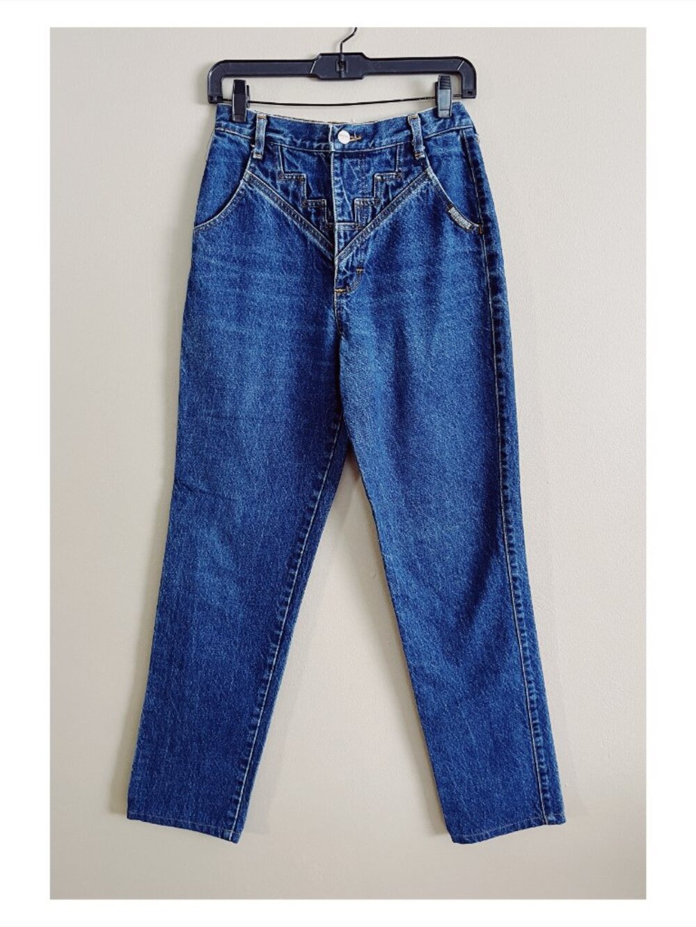 Vintage Roughrider Sz 7 Bareback Medium Wash Zig Zag Detail Highrise Jeans